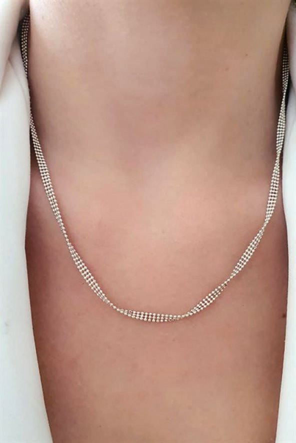 Gümüş İtalyan Tasarımı Zincir Kolye 50Cm