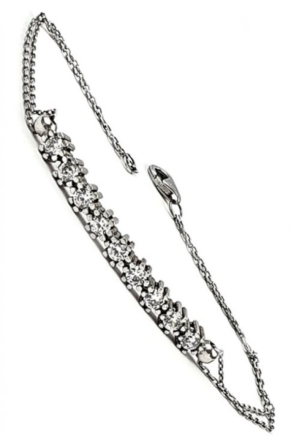 Pırlanta Işıltısında Zirkon Taşlı Gümüş Bileklik ürün görseli