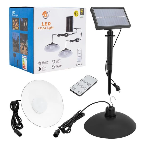 Powermaster XF-707-2 Kumandalı Solar Panelli 2 Power Ledli Çiftli Projektör Lambası XF-707-2 - 3