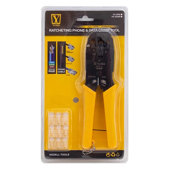Powermaster YK-2008 RJ11-RJ12-RJ22-RJ45 Sıkma Pensesi - Resim 2