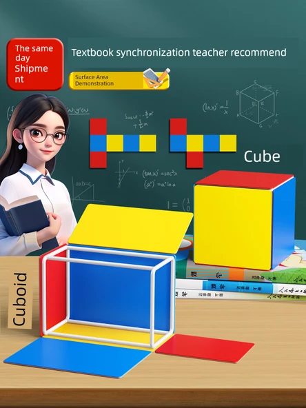 Dikdörtgen Prizma Yüzey Alanı ve Küp Göstergesi - Matematik Öğretim Aracı - Resim 2