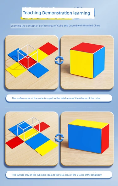 Dikdörtgen Prizma Yüzey Alanı ve Küp Göstergesi - Matematik Öğretim Aracı - Resim 9