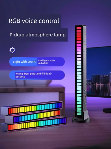 Ses Kontrollü RGB Ses Alma Lambası - Tremolo Siyah APP ile Tak-Çalıştır Çift Kullanım 2 Paket - 2