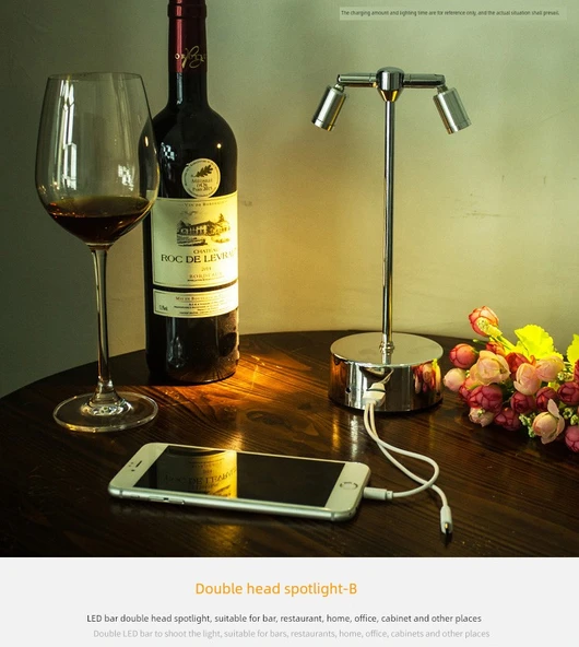 Şarjlı LED Bar Masa Lambası - Dimmer Anahtarı - Koyu Kahverengi - 7