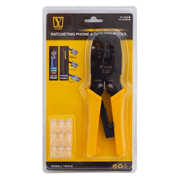 Powermaster YK-2008R RJ11-RJ12-RJ22-RJ45 Sıkma Pensesi - Resim 2