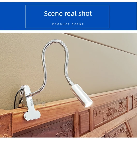 LED Klipsli Göz Koruma Öğrenci Masa Lambası - Gümüş - Ayarlanabilir Parlaklık - Beyaz + USB + 3C Priz - 11