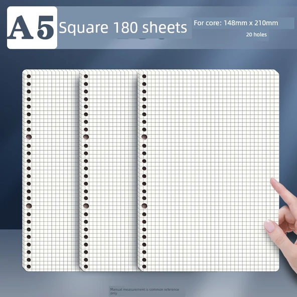 A5 Gevşek Yaprak Defter - Kare - 180 Sayfa