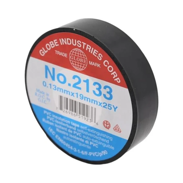 Globe NO2133 19mm 25Yrd Vinil Alev Yürütmeyen İzole Bant 23 Metre Siyah Tekli - Resim 2