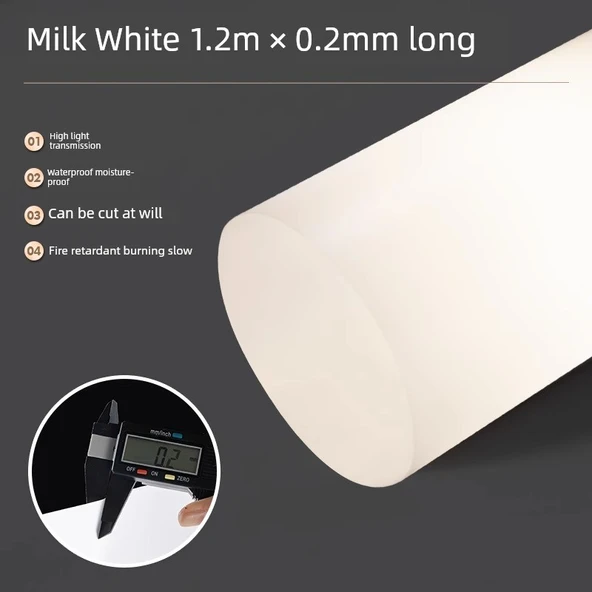 Şeffaf Lamba Abajur - Süt Beyaz - 1.2m * 0.2mm