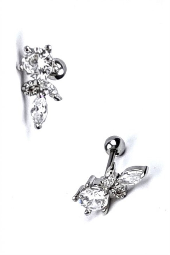 Pırlanta Işıltısında Zirkon Tasli 316L Anti Alerjik Cerrahi Celik Tragus Veya Kikirdak Helix Piercing
