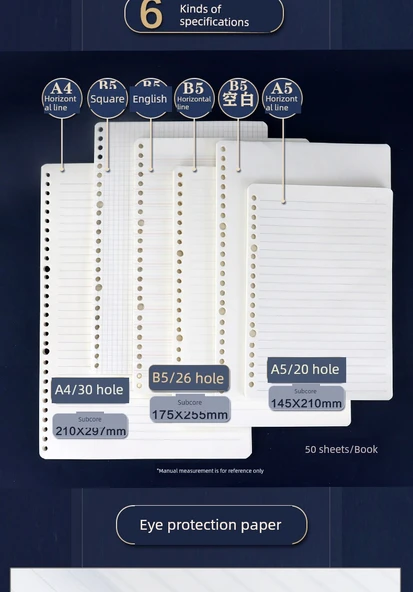 A5 Gevşek Yaprak Defter - Yatay Çizgi - 300 Sayfa - 8