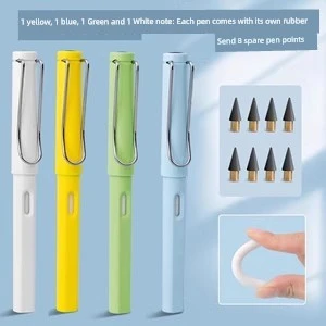 Sonsuz Kalem - [4'lü Paket + 8 Yazılı] Sarı Mavi Yeşil Beyaz - 2B/HB