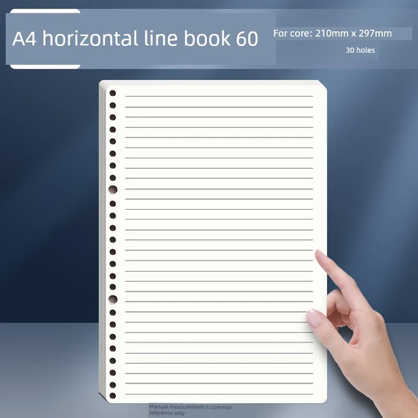 A4 Gevşek Yaprak Defter - Yatay Çizgi - 60 Sayfa