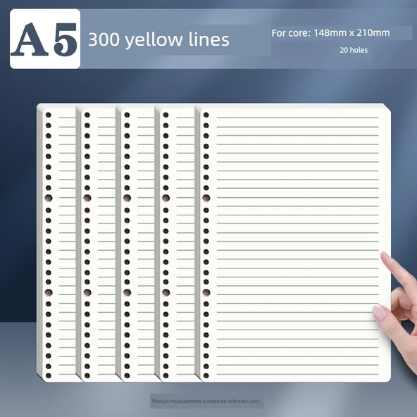 A5 Gevşek Yaprak Defter - Yatay Çizgi - 300 Sayfa