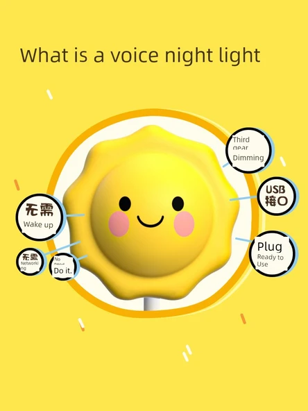 Akıllı Ses Kontrol LED Gece Lambası - İn-Line/Ses Olmayan 2 Karışık Model - 3
