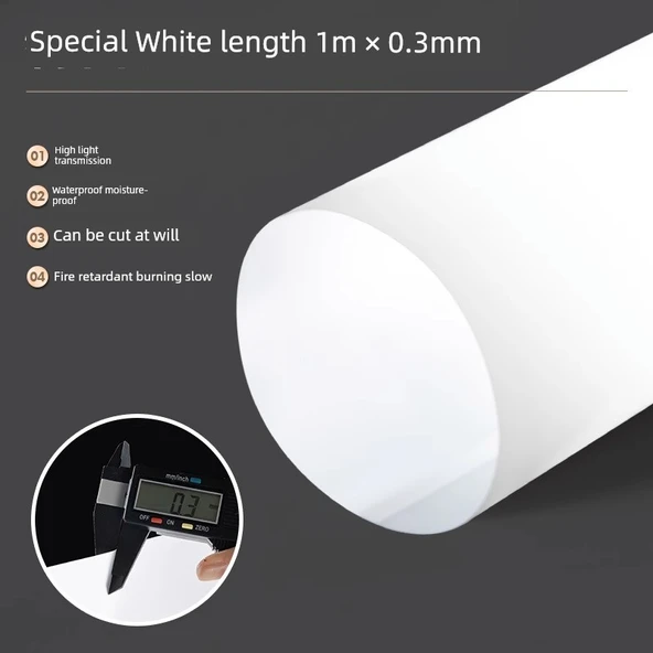 Şeffaf Lamba Abajur - Özel Beyaz - 1m * 0.3mm