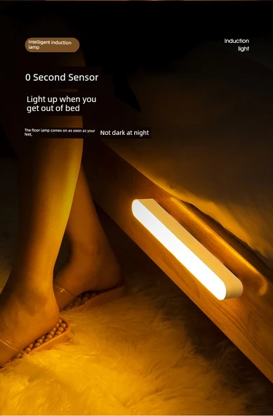 Akıllı Kablosuz Şarjlı LED Koridor Lambası - Sarı Işık / İnsan Vücudu Sensör - 2 Paket - 12