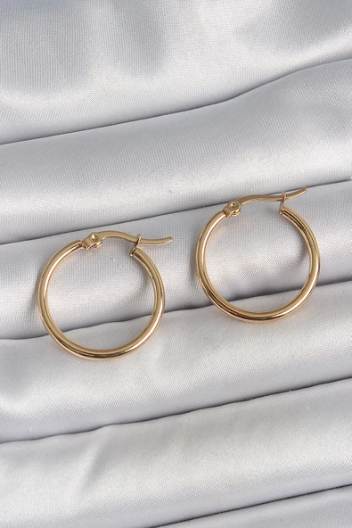 316 Çelik Gold Renk 22mm Kadın Halka Model Kadın Küpe - TJ-BKP10507 ürün görseli 1