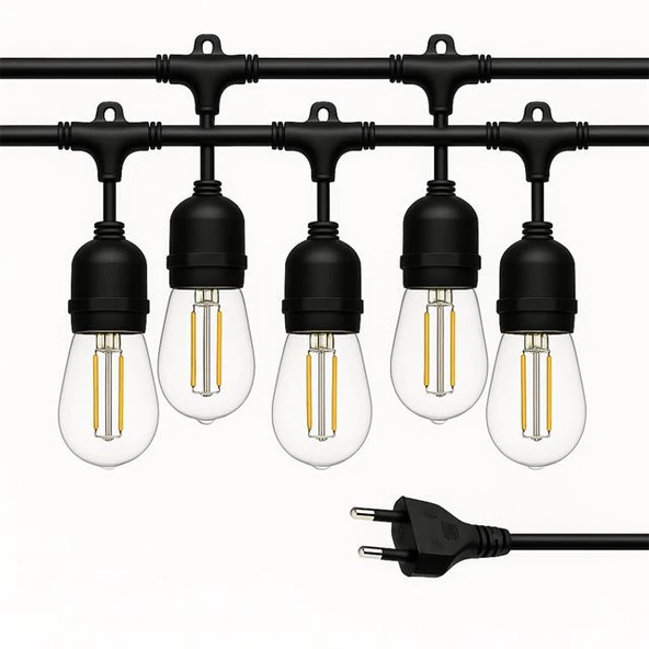 Ledx KB00001 5'li E27 Duy Sıralı 5 Metre Lamba Kablosu (5 Adet Duy İçerir) ürün görseli