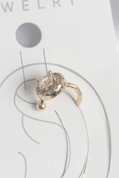 Pirinç Gold Renk Zirkon Taşlı Kadın Kıkırdak Küpe - TJ-BKP10573 ürün görseli 1