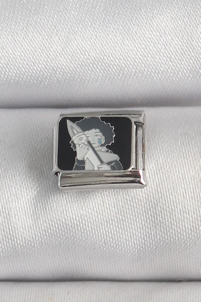 316L Çelik Gümüş Renk Siyah İşlemeli Portre Model Nomination Charm - TJ-BC1385 ürün görseli