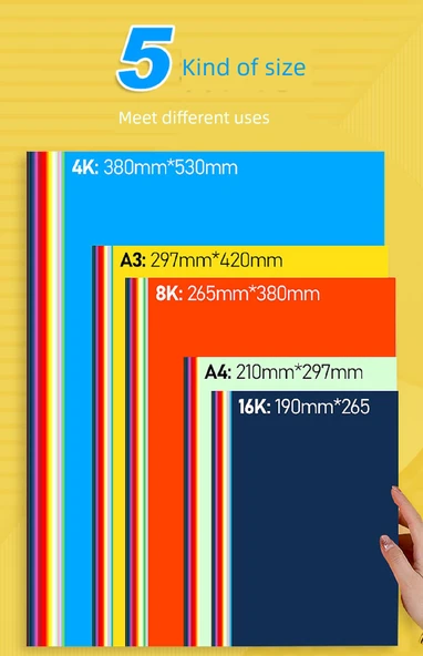 Renkli Karton A4 Kalın El Yapımı DIY Kart Kağıdı - A3 Büyük Kırmızı 230g/50 Sayfa - 8