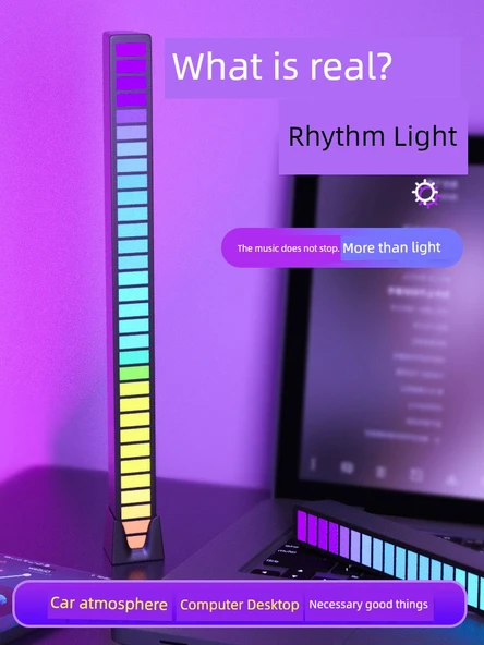 RGB Ses Kontrolü Alıcı Ortam Işık Çubuğu - Shake Beyaz Tak-Çalıştır Çift Kullanım 2 Paket - 2