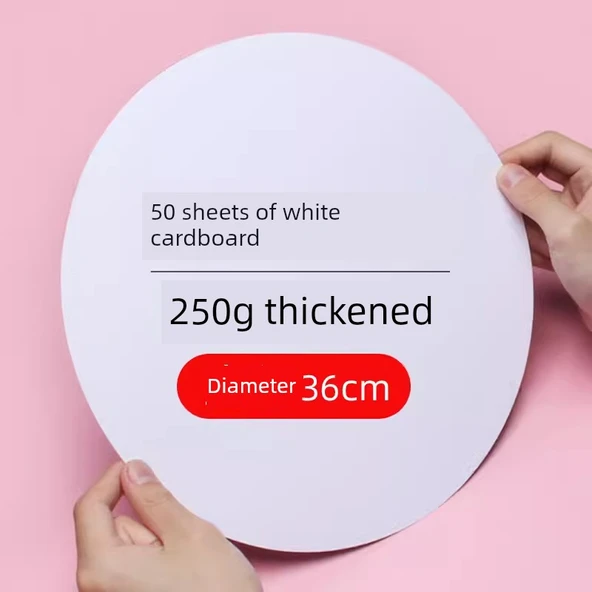 Yuvarlak Karton Kağıt - Beyaz 36cm - 250g - 50 Adet