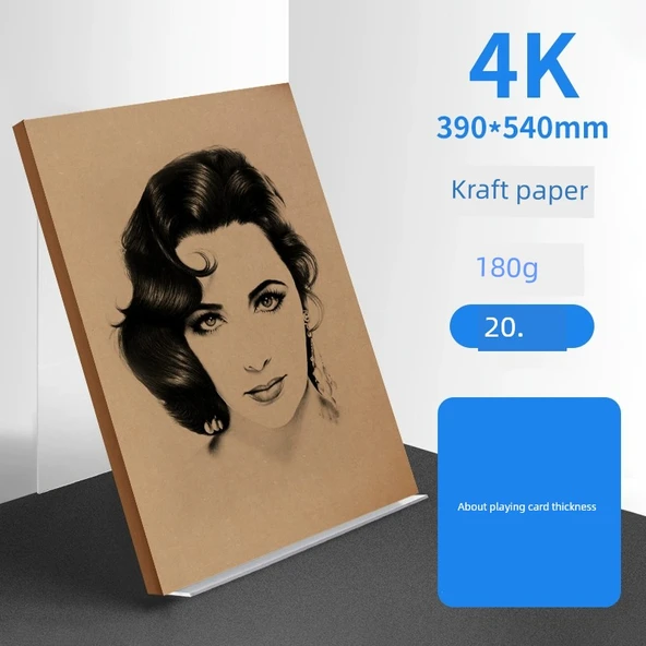 Kraft Karton Kağıdı - 4K, 180gsm, 20 Sayfa, Açık Renk