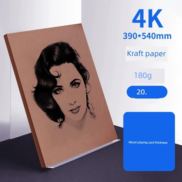Kraft Karton Kağıdı - 4K, 180gsm, 20 Sayfa, Koyu Renk