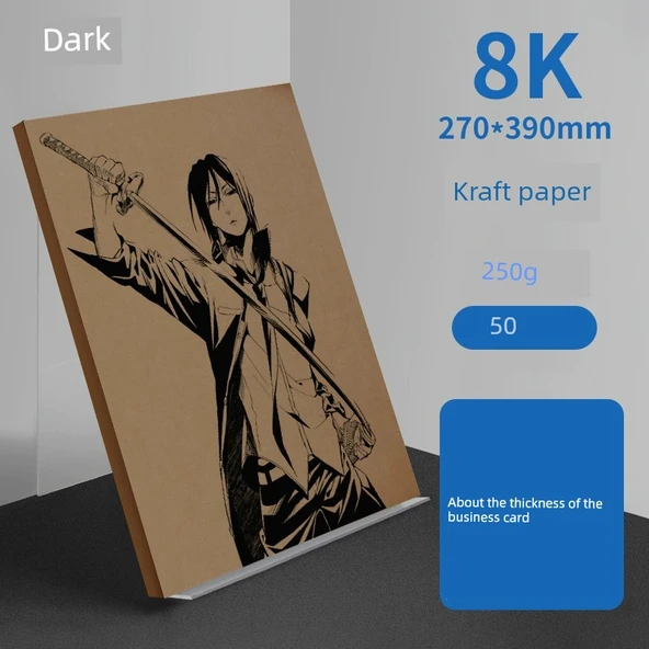 Kraft Karton Kağıdı - 8K, 250gsm, 50 Sayfa, Koyu Renk