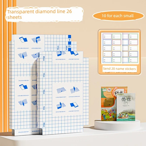 Şeffaf Kendinden Yapışkanlı Kitap Kapağı Etiketleri - Küçük Boy 10 + Orta Boy 10 - 20 İsim Etiketi Gönder