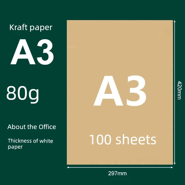 Kraft Karton Kağıdı - A3, 80gsm, 100 Sayfa