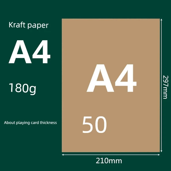 Kraft Karton Kağıdı - A4, 180gsm, 50 Sayfa