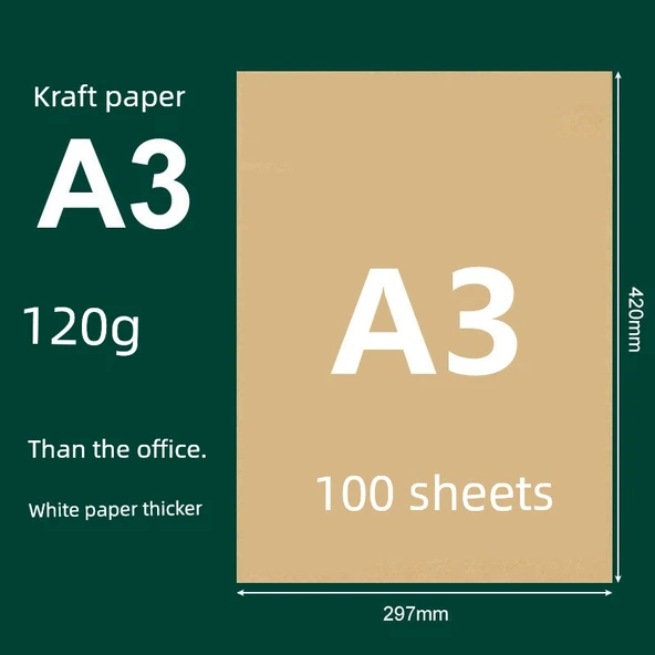 Kraft Karton Kağıdı - A3, 120gsm, 100 Sayfa
