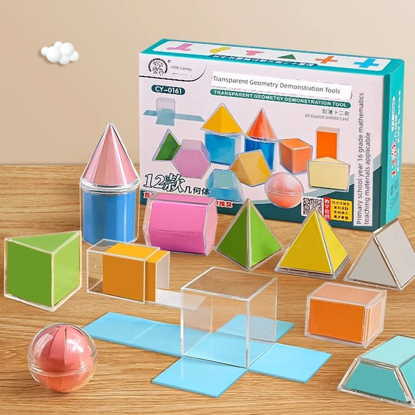 Geometri Gösterim Modeli - Geliştirilmiş Malzeme - Düz Renk - 22 Parça Set - 6
