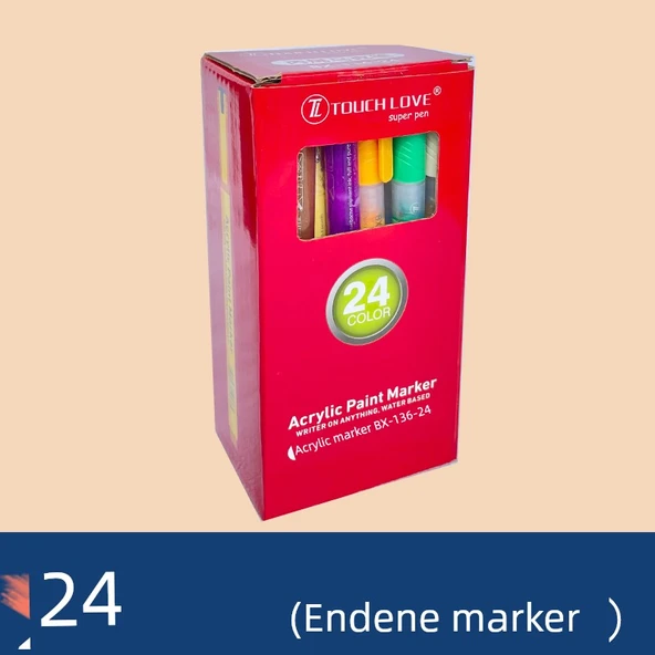 Marker Kalem 24 Renk Kırmızı Karton Güvenlik Valfi