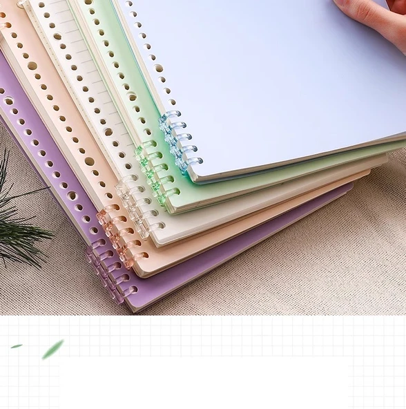 B5 Gevşek Yapraklı Yatay Çizgili Defter - Yeşil + Pembe - 240 Sayfa - 8