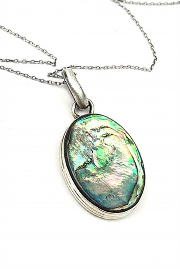 Okyanus Sedefi Gümüş Tasarım Kolye ürün görseli