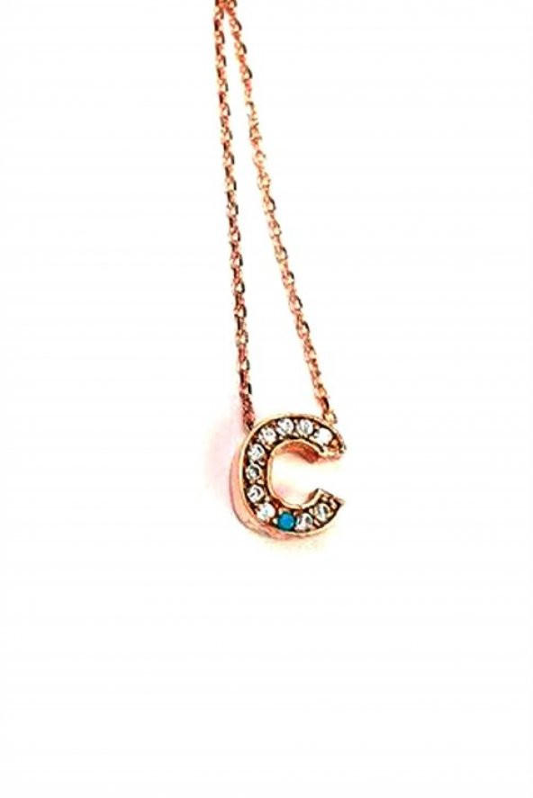 Ç Harfi Gümüş Rose Minimal Kolye ürün görseli