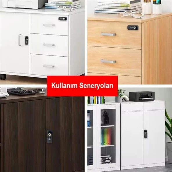 PowerMaster PM-26731 4 Haneli Şifreli Ve Anahtarlı Mekanik Siyah Çekmece Dolap Kilidi (Sol) - 4