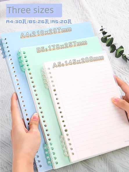 B5 Gevşek Yapraklı Yatay Çizgili Defter - Yeşil + Pembe + Mor - 360 Sayfa - 4