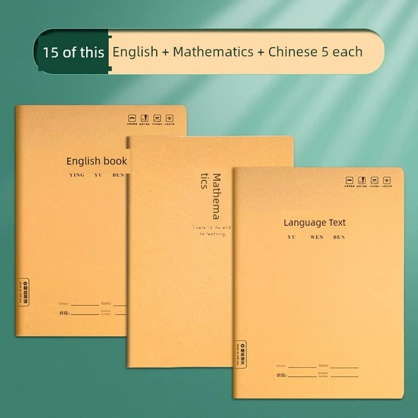 16K Ortaokul Öğrenci Defteri - [15] İngilizce + Matematik + Çince (5'er)