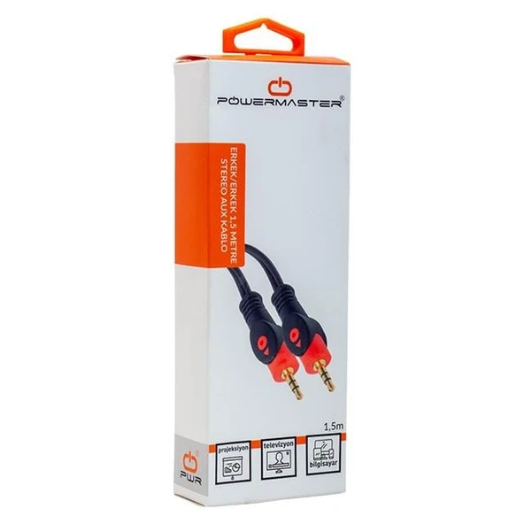 PowerMaster 3.5 Mm Erkek-Erkek 1.5 Metre Stereo Aux Kablo - Resim 3