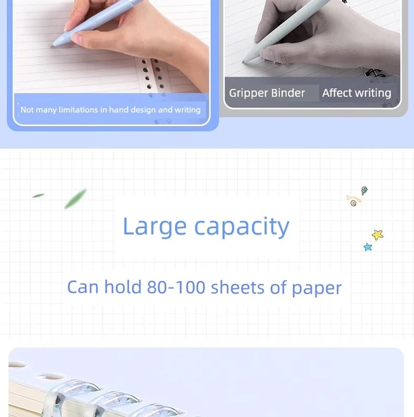 B5 Gevşek Yapraklı Yatay Çizgili Defter - Mavi - 120 Sayfa - 10