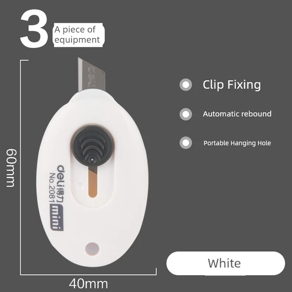 Mini Sanat Bıçağı - Beyaz - 6cm Sap - 1cm Bıçak - 3 Adet