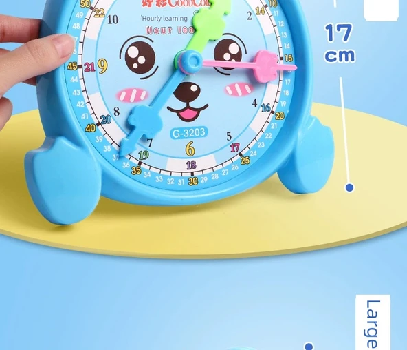 Çocuklar için Öğrenme Saati Modeli - 2 Parça Öğrenme Araçları Seti (Saat + Hareketli Açı) Pembe - 10