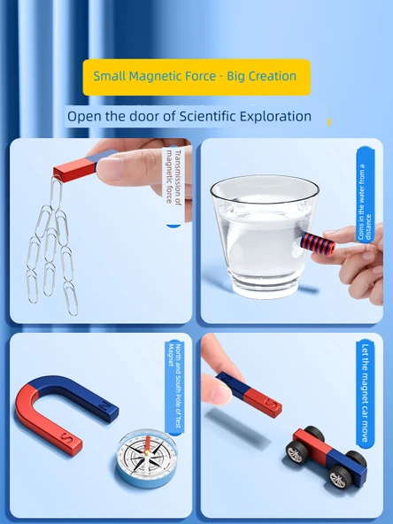 İlkokul Bilim Deney Seti - Güncellenmiş Magnet Gücü - Temel Versiyon - 14 Parça - 4
