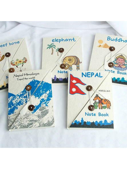 Nepal El Yapımı Retro DIY Defter - Pony + Yağlı Boya Kalemi Seti - 5