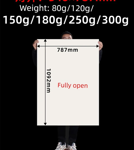 Büyük Karton Kağıt - Beyaz 80g Split (İnce) 40 Sayfa - 10